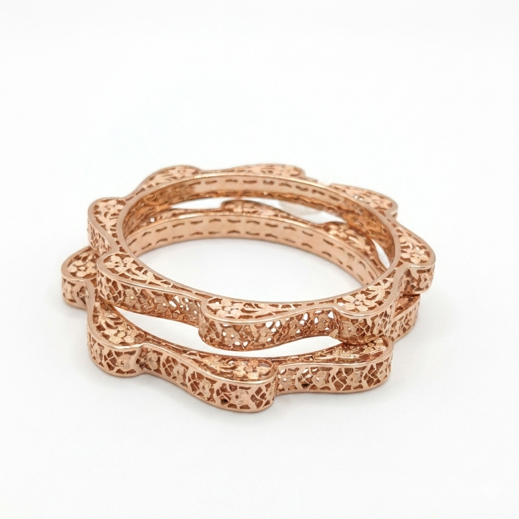 Floral Cutwork Designer Bangles Silver