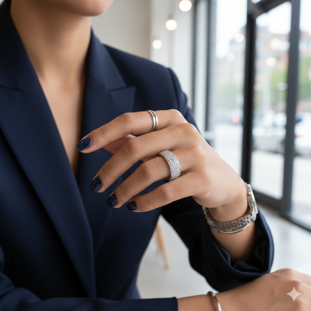 Diamond-Style  Band Ring Silver