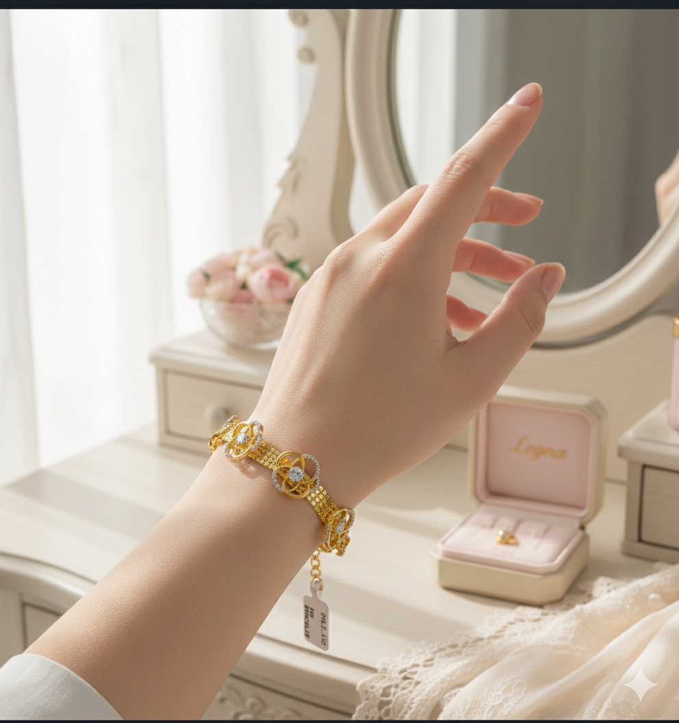 Golden Floral Mesh Bracelet