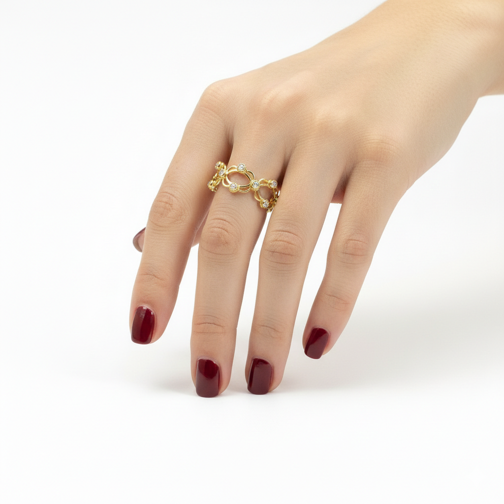 Golden Circle Diamond-Style Bracelet Ring