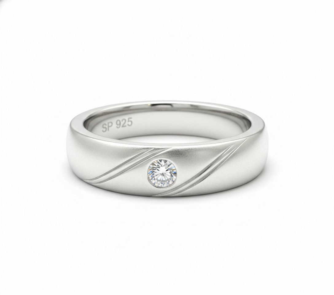 Classic White Stone Silver Ring