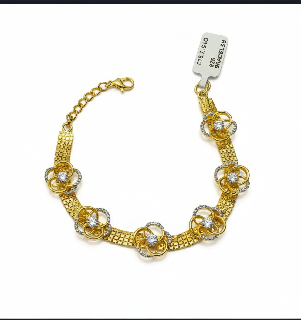 Golden Floral Mesh Bracelet