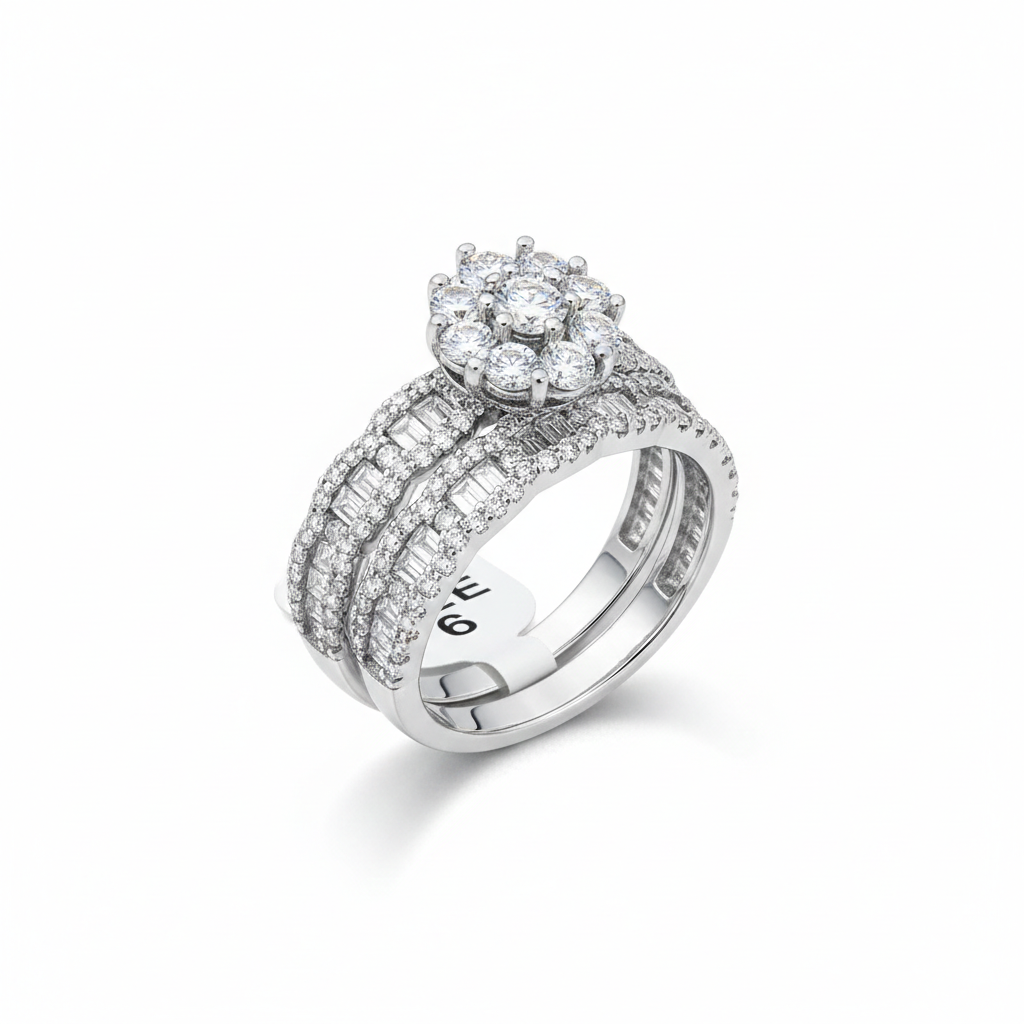 Floral Halo Silver Ring
