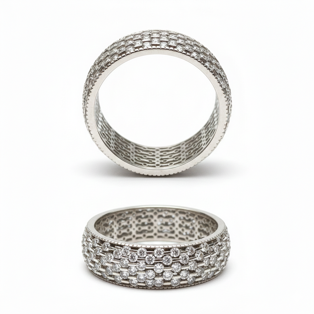 Diamond-Style  Band Ring Silver