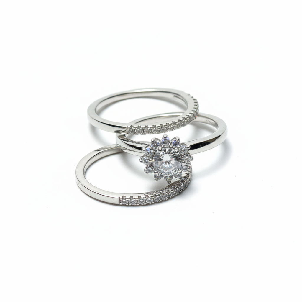 Floral Sparkle Diamond-Style Ring