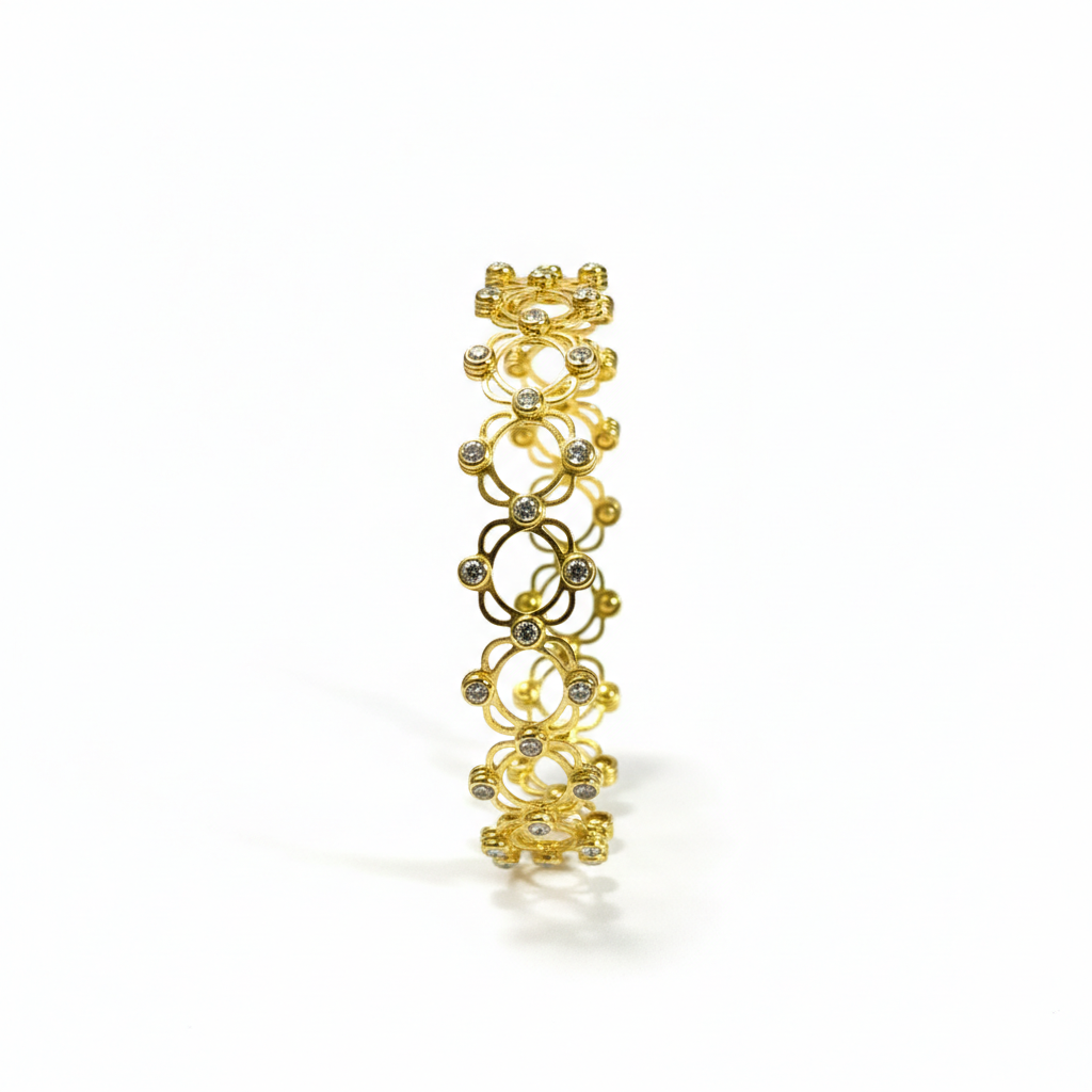 Golden Circle Diamond-Style Bracelet Ring