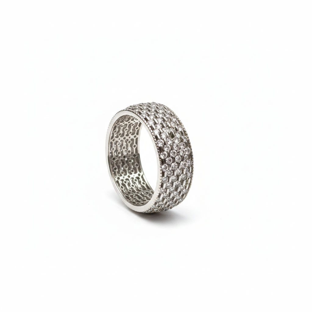 Diamond-Style  Band Ring Silver