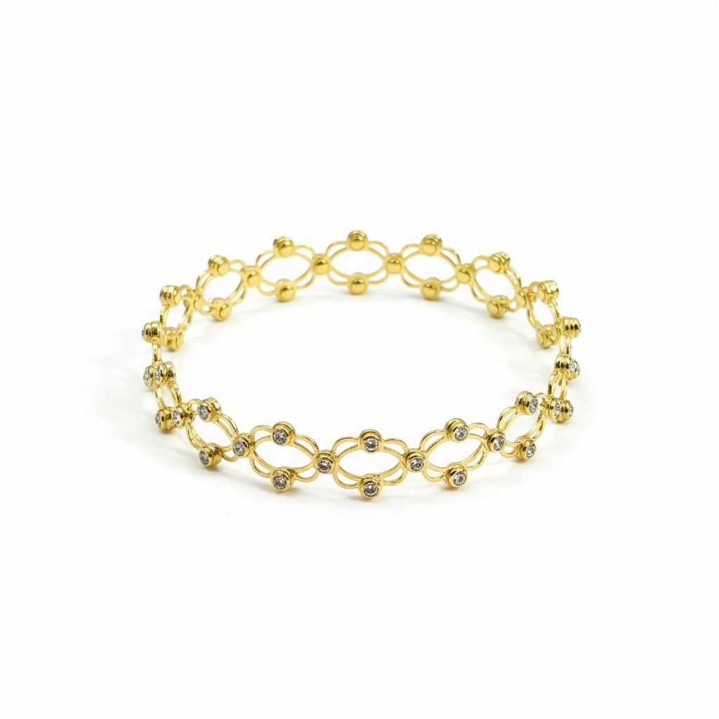 Golden Circle Diamond-Style Bracelet Ring