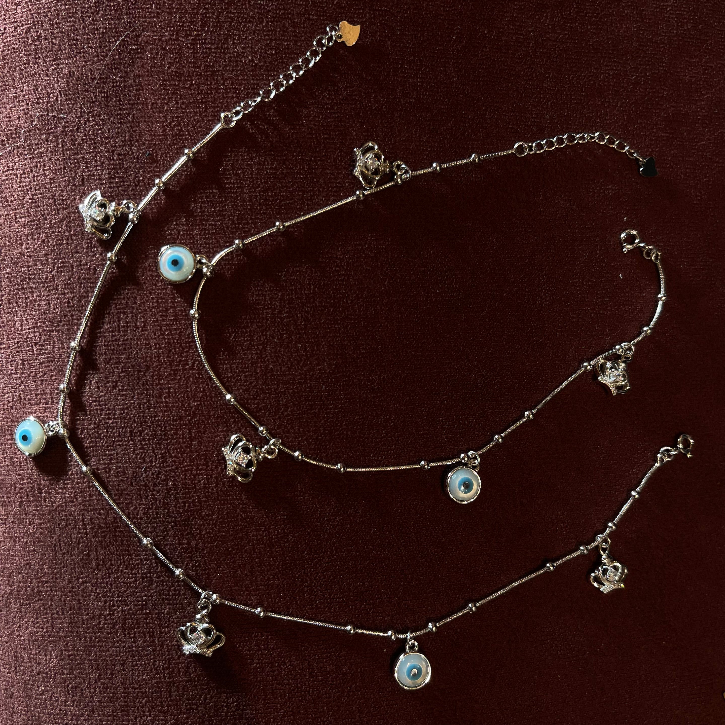 Evil Eye Charm Silver Anklet
