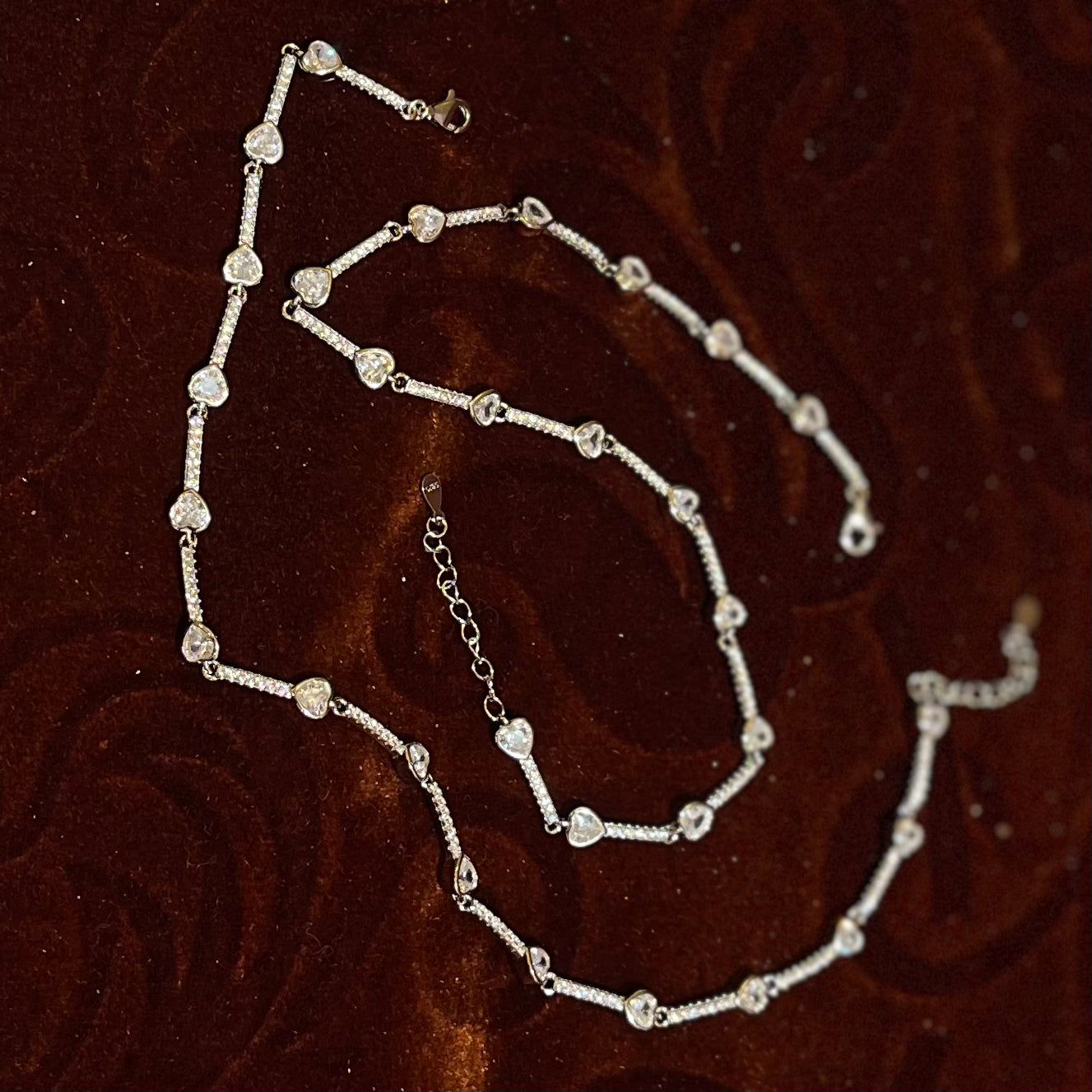 Heart Link Silver Anklet