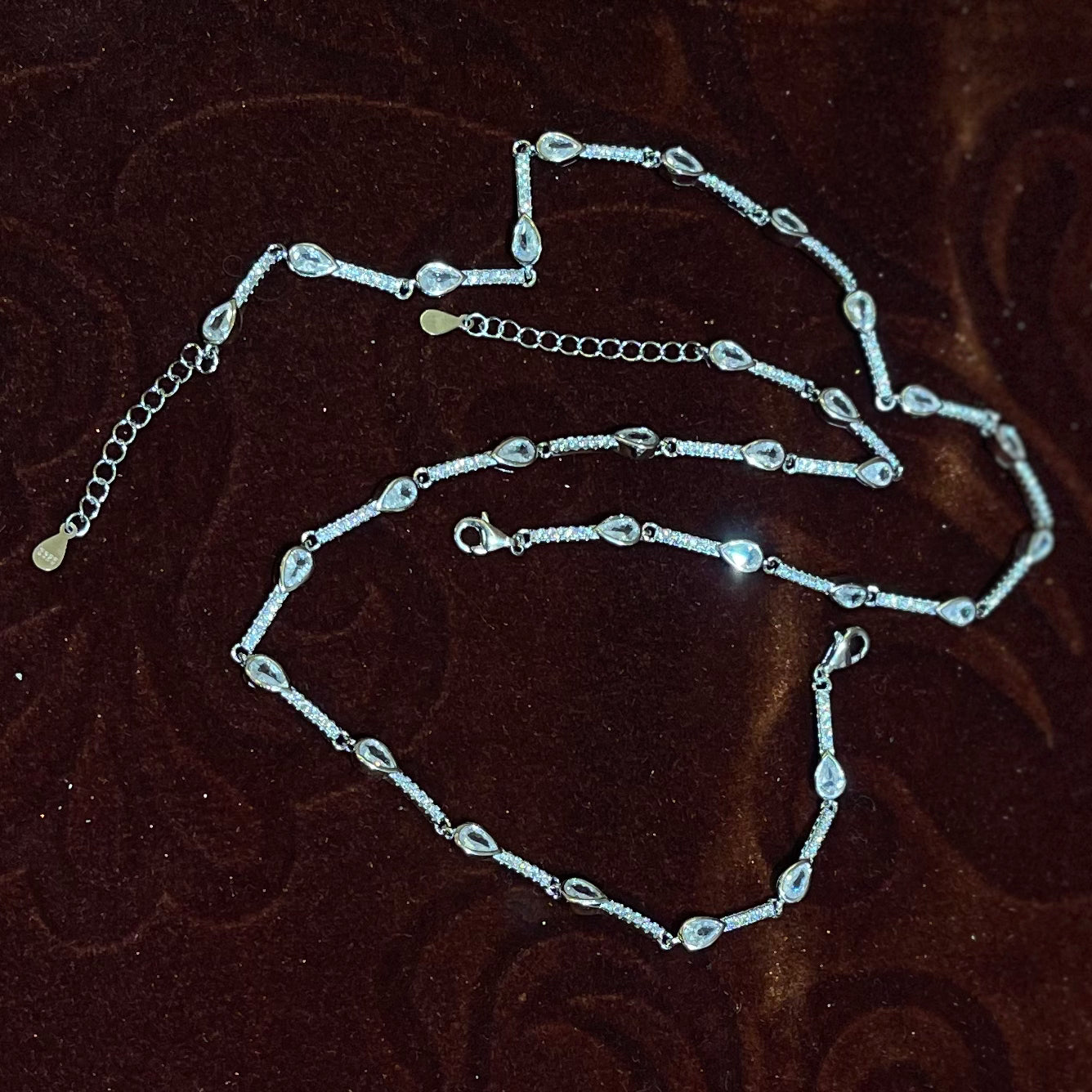 Teardrop Stone Silver Anklet