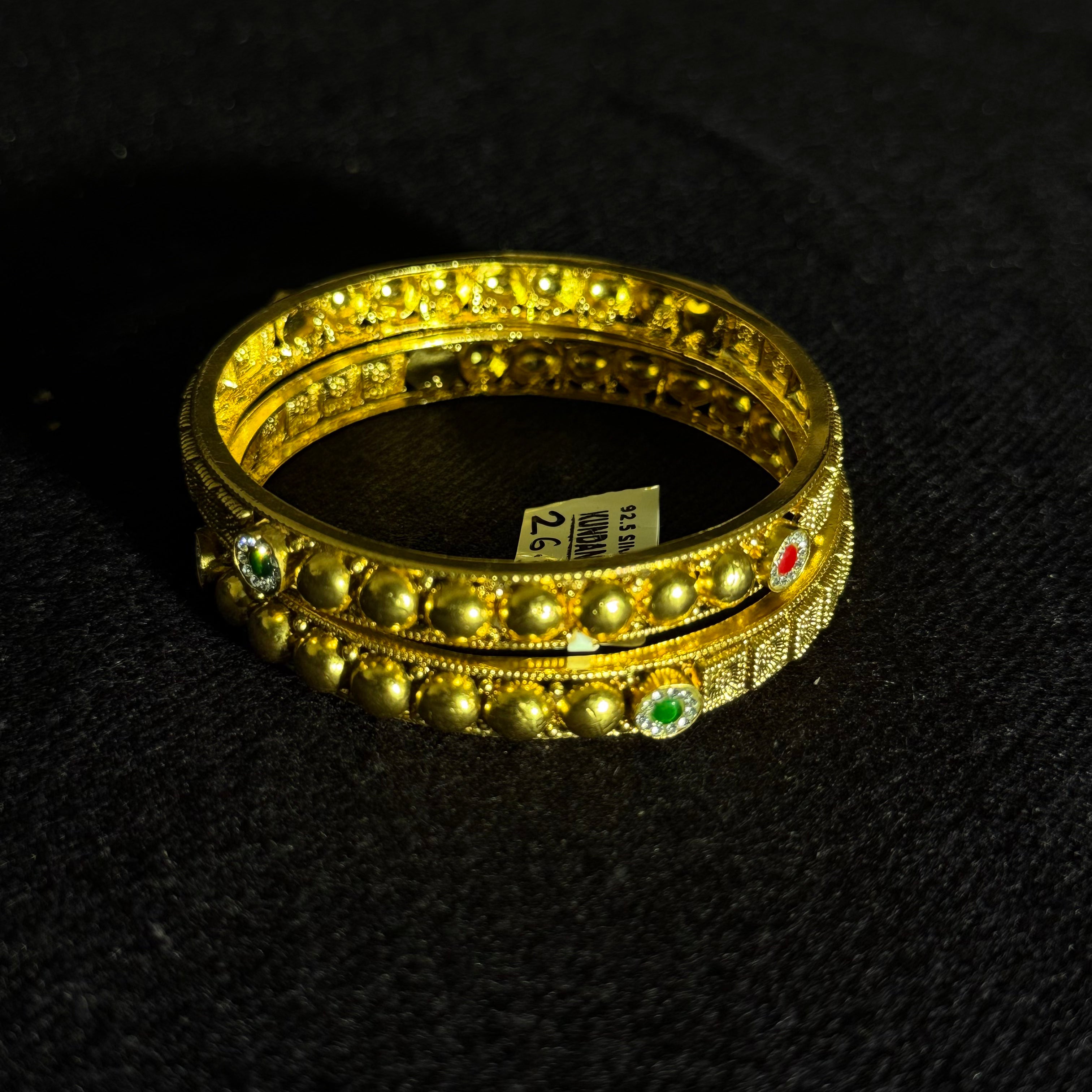 Green Stone Studded Traditional Bangles