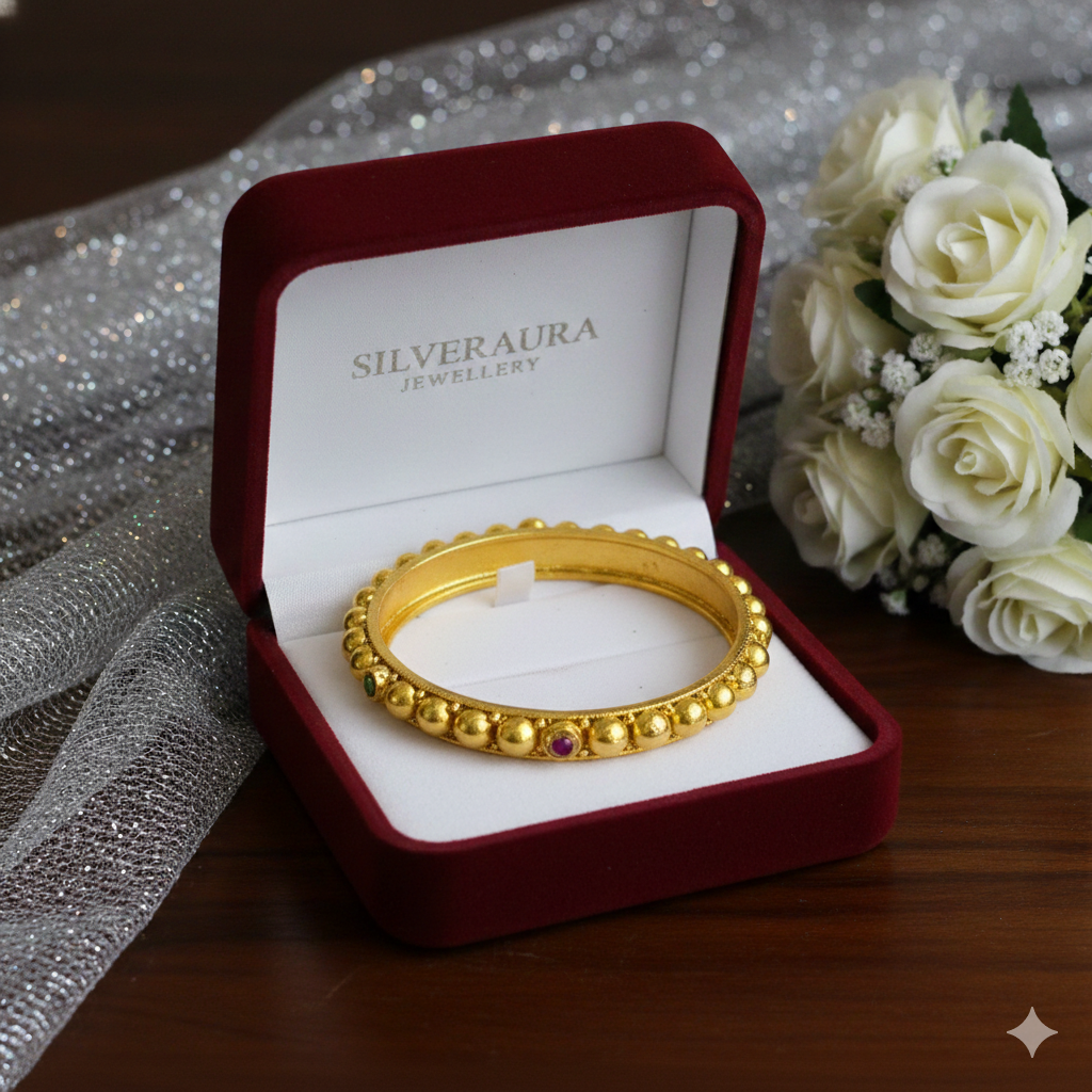 Green Stone Studded Traditional Bangles