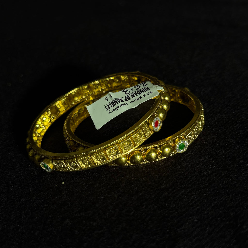 Green Stone Studded Traditional Bangles