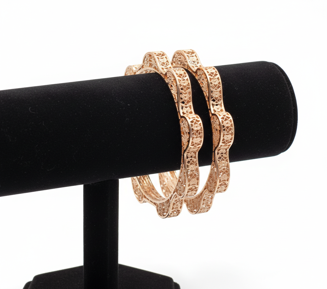 Floral Cutwork Designer Bangles Silver