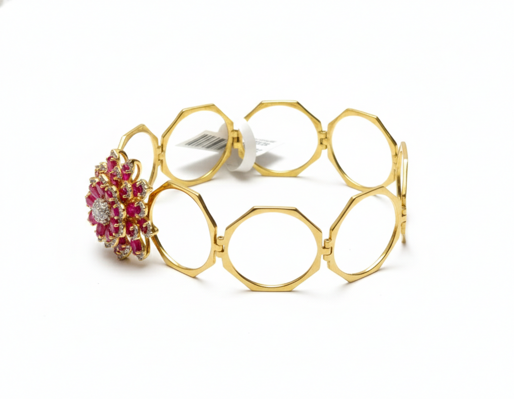 Floral Foldable Designer Silver Bracelet