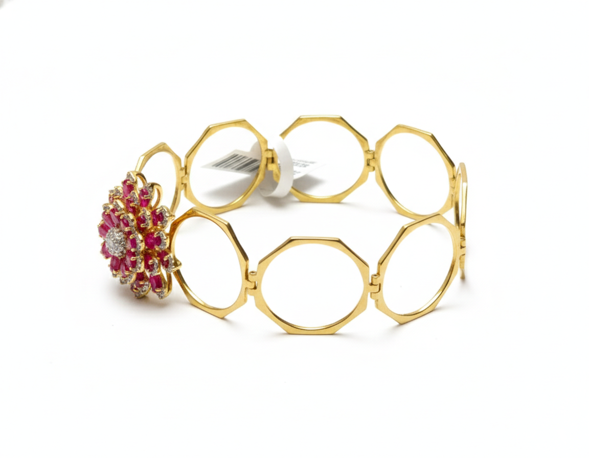 Floral Foldable Designer Silver Bracelet