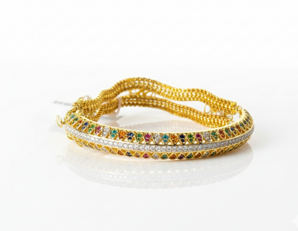 Traditional Designer Silver Bracelet (Gold Finish)
