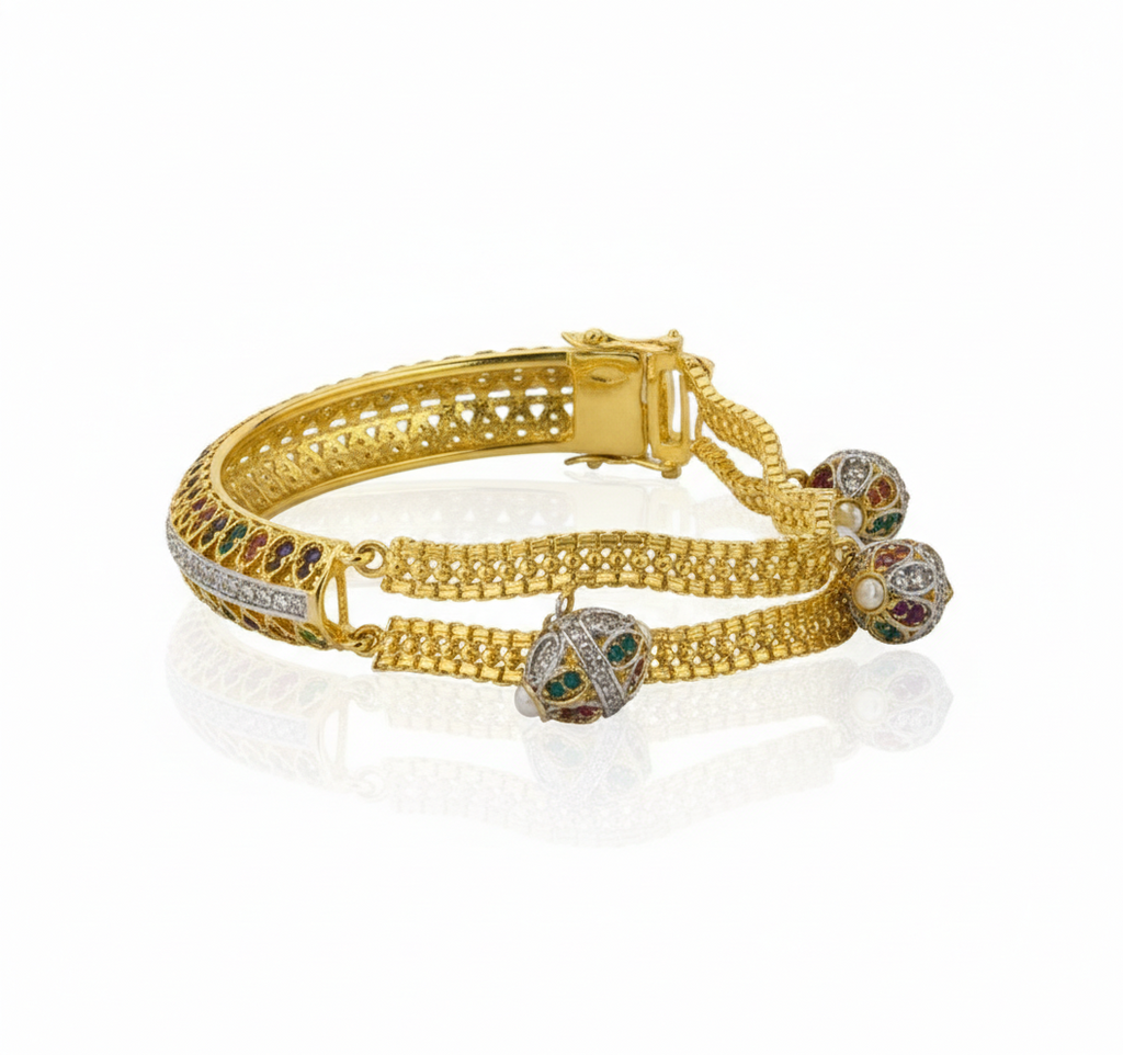 Traditional Designer Silver Bracelet (Gold Finish)