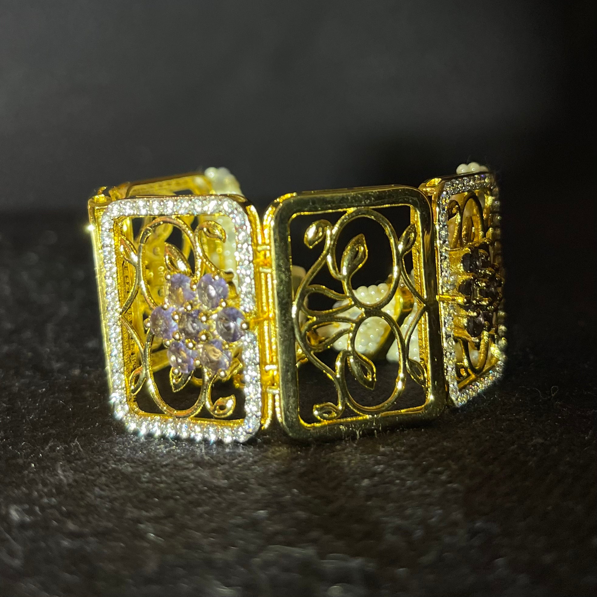 Elegant Floral Square Link Bracelet