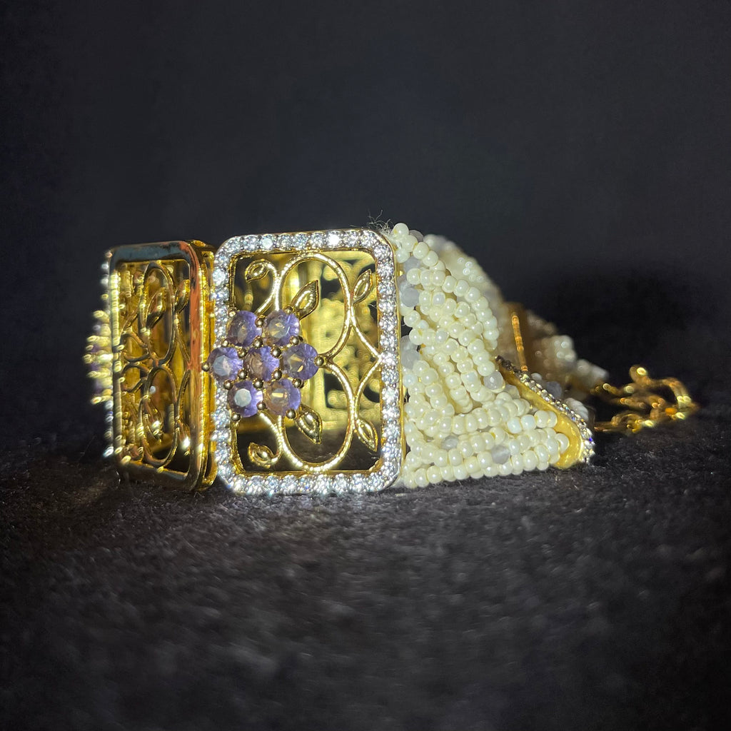 Elegant Floral Square Link Bracelet