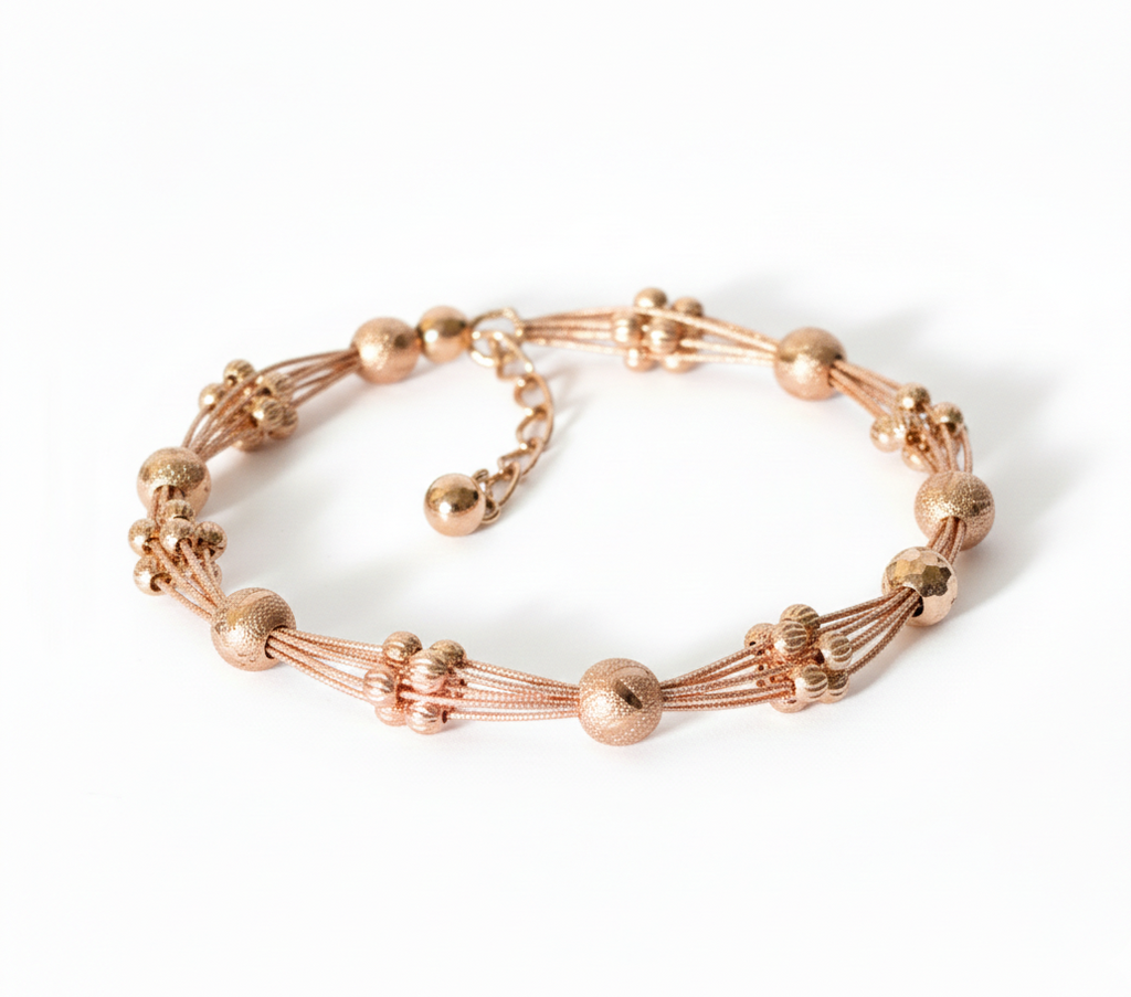 Rose Gold Beaded Adjustable Bracelet