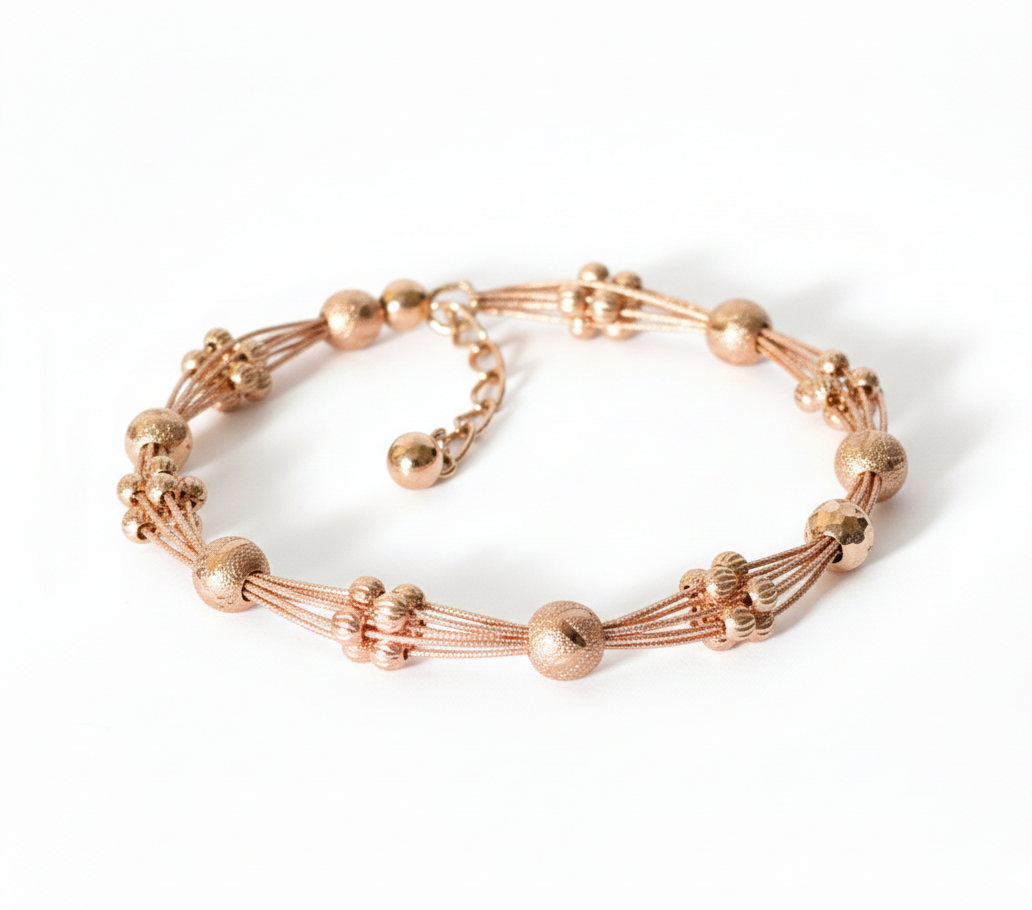 Rose Gold Beaded Adjustable Bracelet