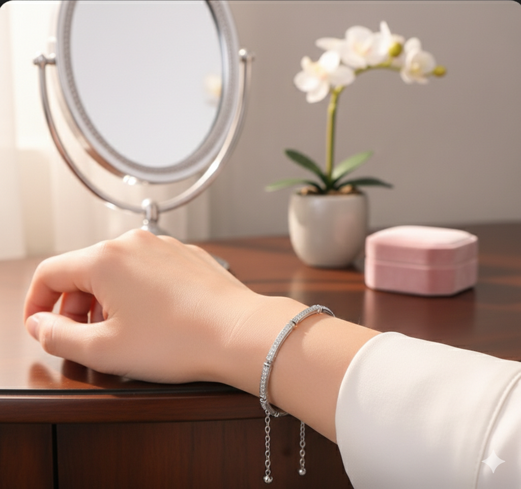 Silver Designer Bar Bracelet