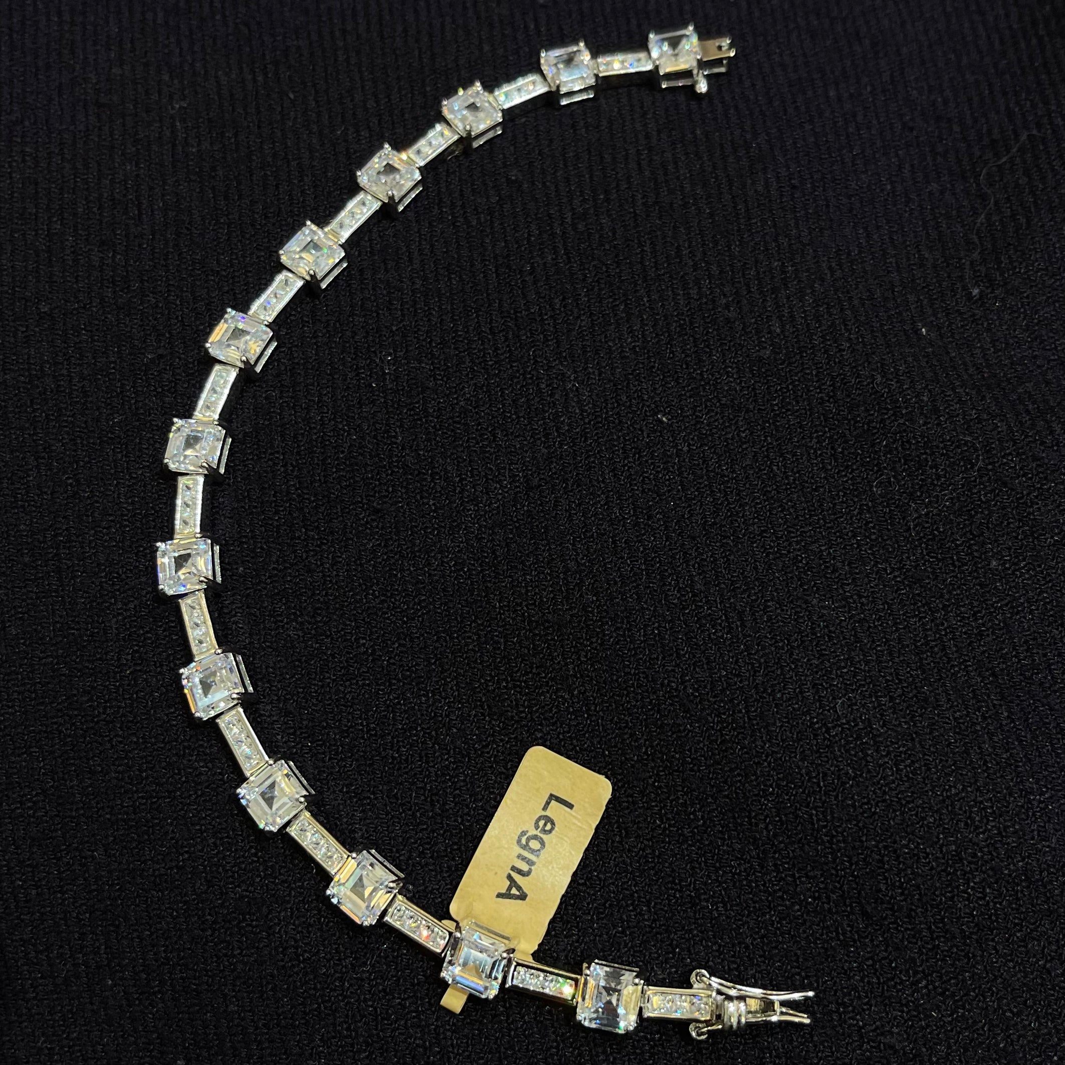 Silver Base Square CZ Girl Bracelet