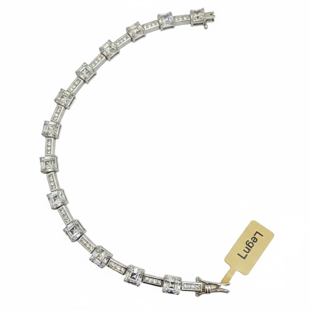 Silver Base Square CZ Girl Bracelet
