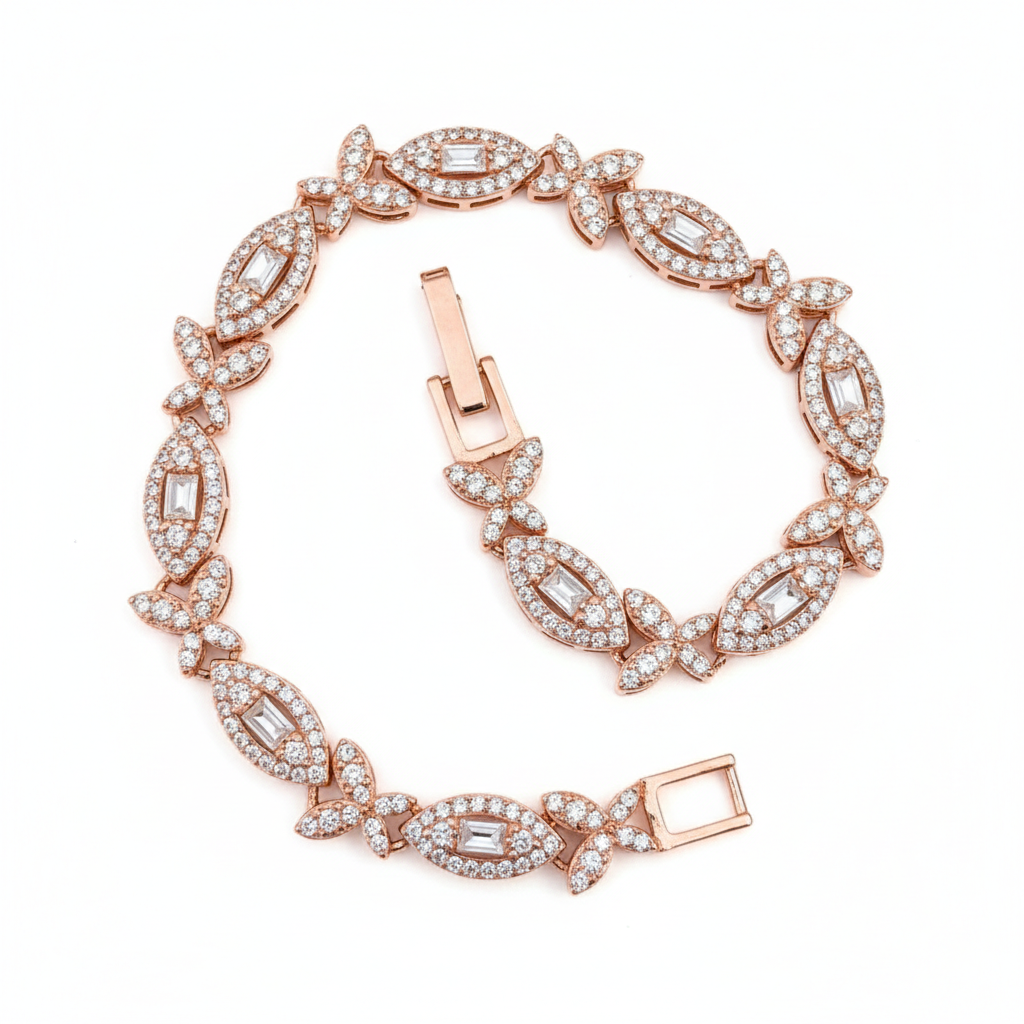 Rose Gold CZ Party Wear Bracelet