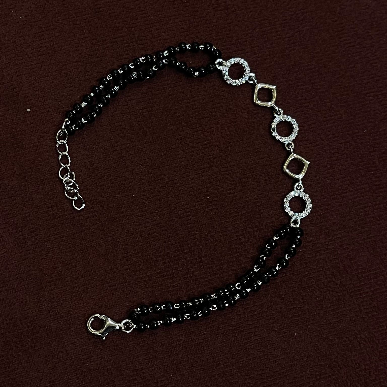Black Beads Silver Bracelet (Mangalsutra Style)for Girls