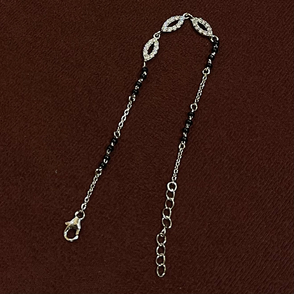 Black Beads Silver Bracelet (Mangalsutra Style)for Girls