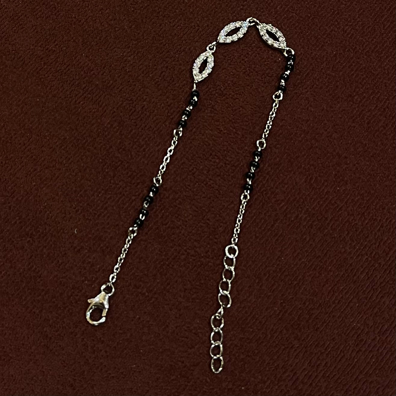 Black Beads Silver Bracelet (Mangalsutra Style)for Girls