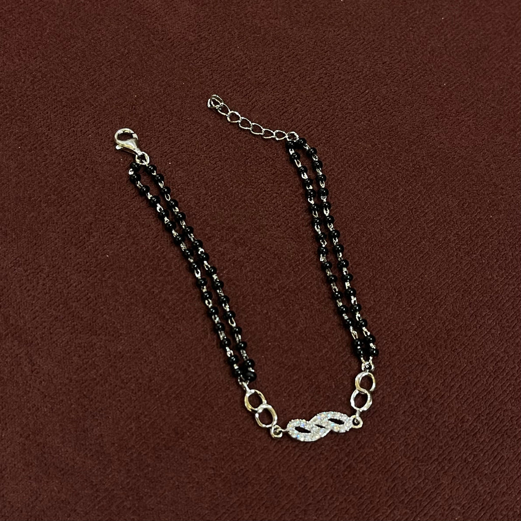 Black Beads Silver Bracelet (Mangalsutra Style)