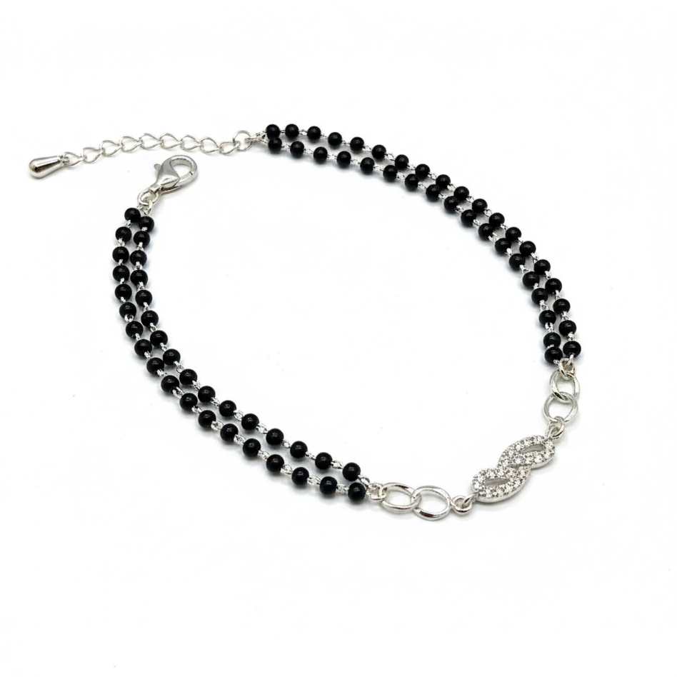 Black Beads Silver Bracelet (Mangalsutra Style)