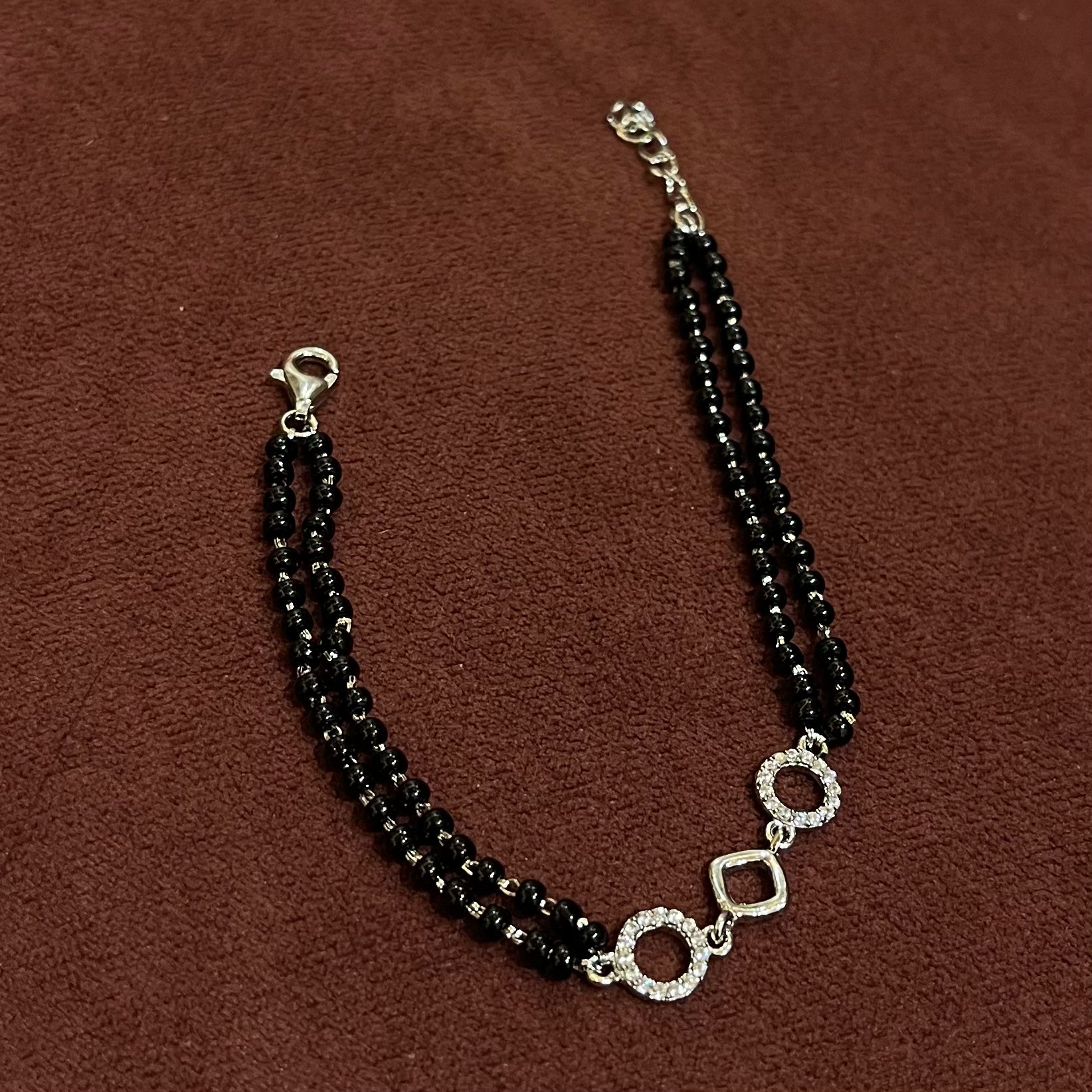 Black Beads Silver Bracelet (Mangalsutra Style)