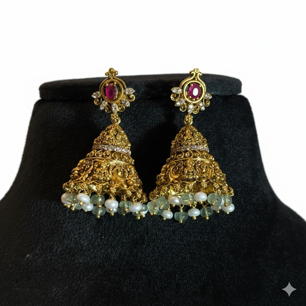 Classic Traditional Jhumka Earrings in High-Polish Silver