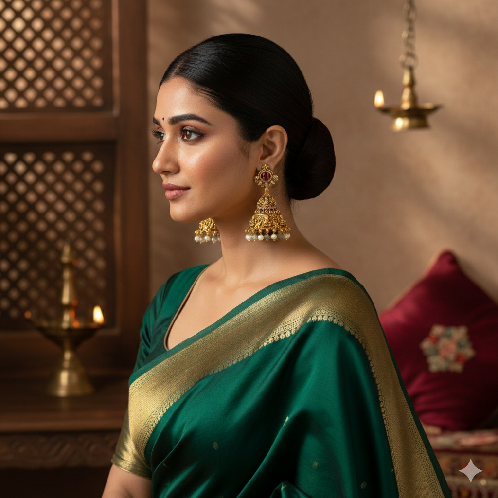 Classic Traditional Jhumka Earrings in High-Polish Silver