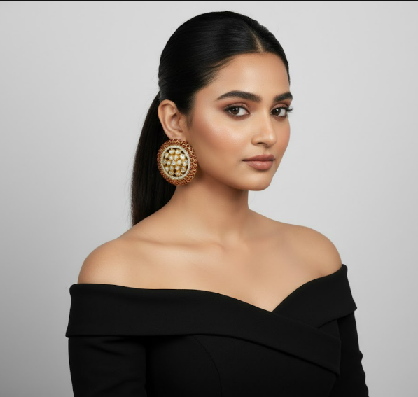 Classic Circular Stone Stud Earrings in High-Polish Silver&nbsp;