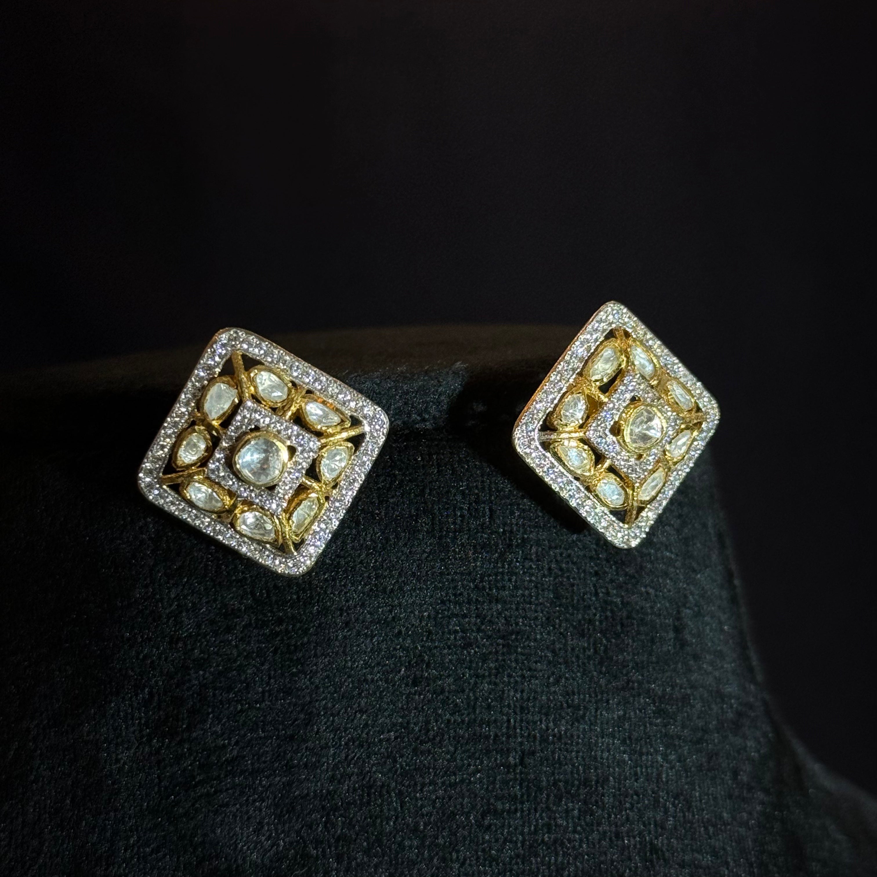 Elegant Square Stud Earrings in  Silver