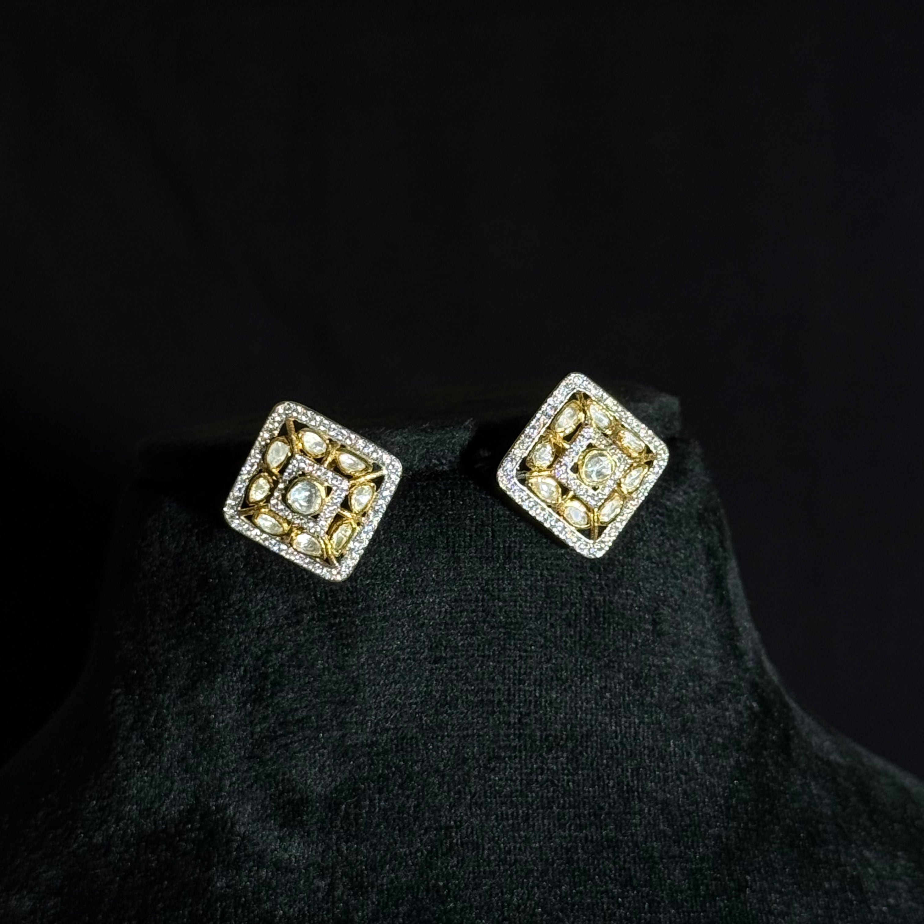 Elegant Square Stud Earrings in  Silver