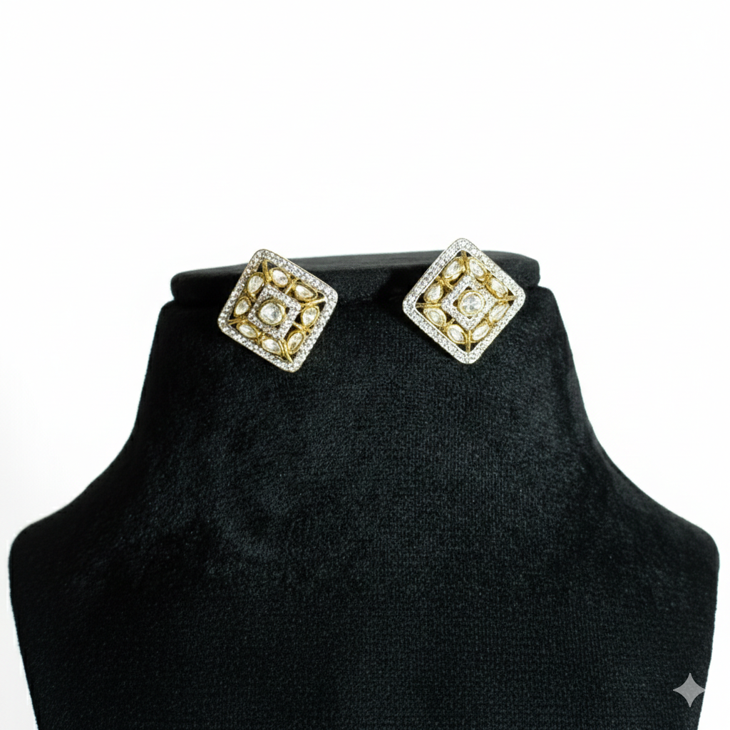 Elegant Square Stud Earrings in  Silver