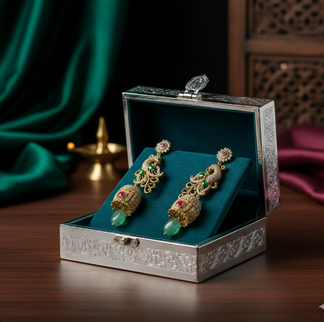 Graceful Traditional Drop Earrings in Original Silver