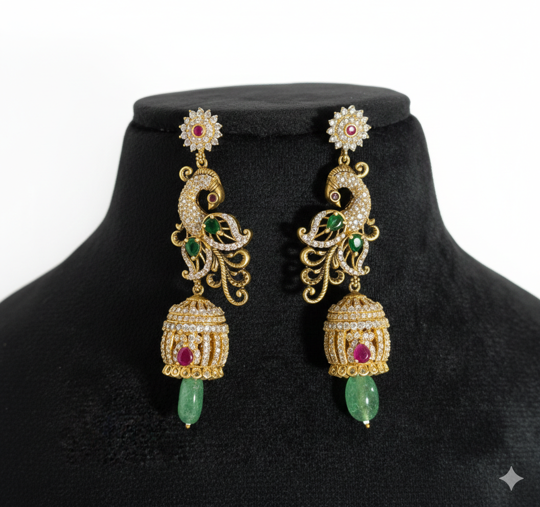 Graceful Traditional Drop Earrings in Original Silver