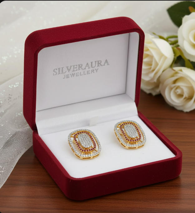Oval Diamond-Style Stud Earrings