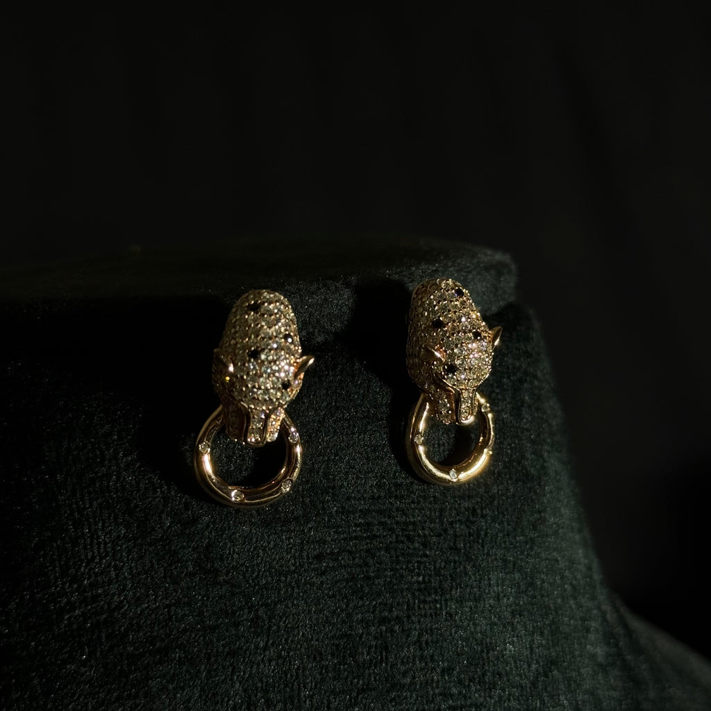 Leopard Head Diamond-Style Earrings