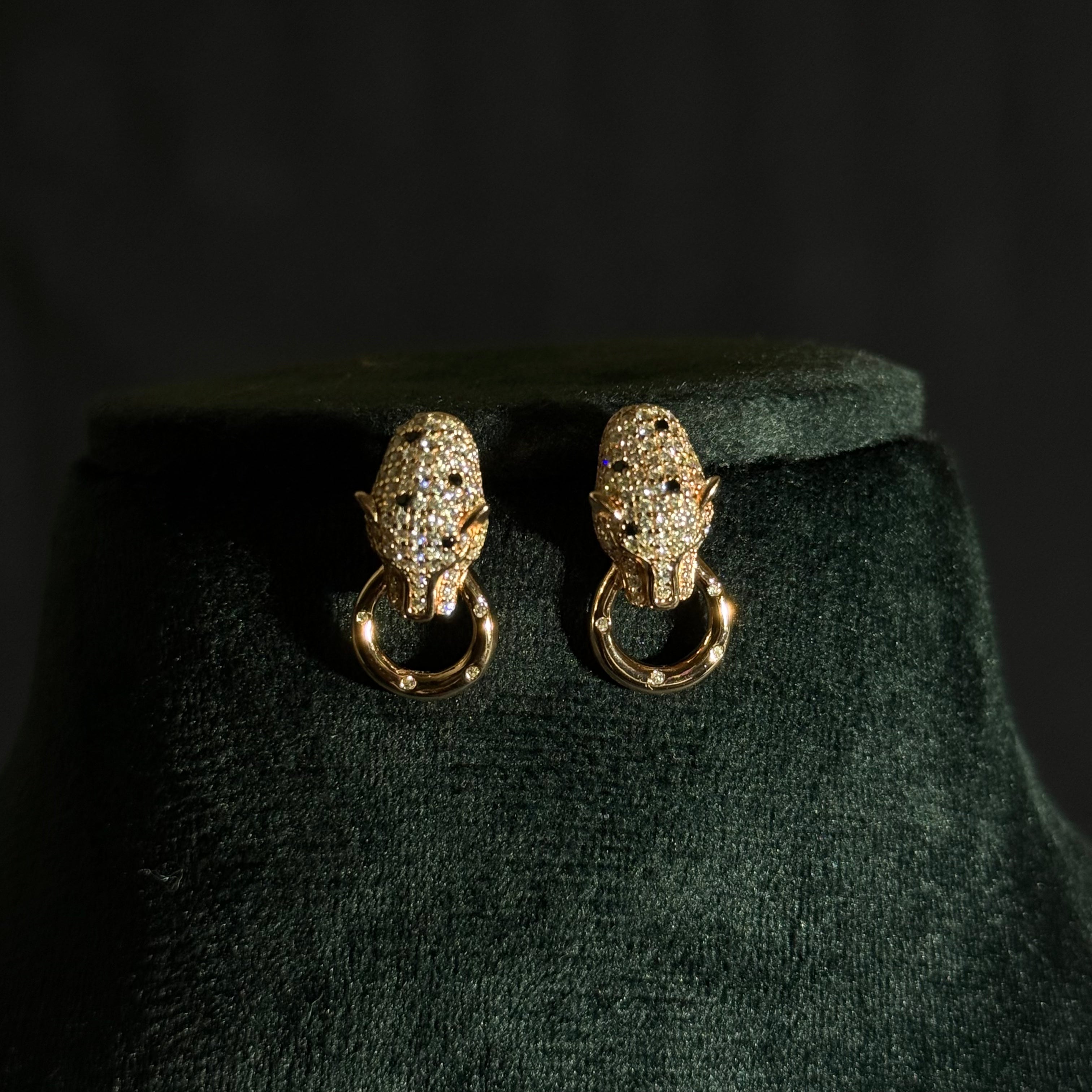Leopard Head Diamond-Style Earrings