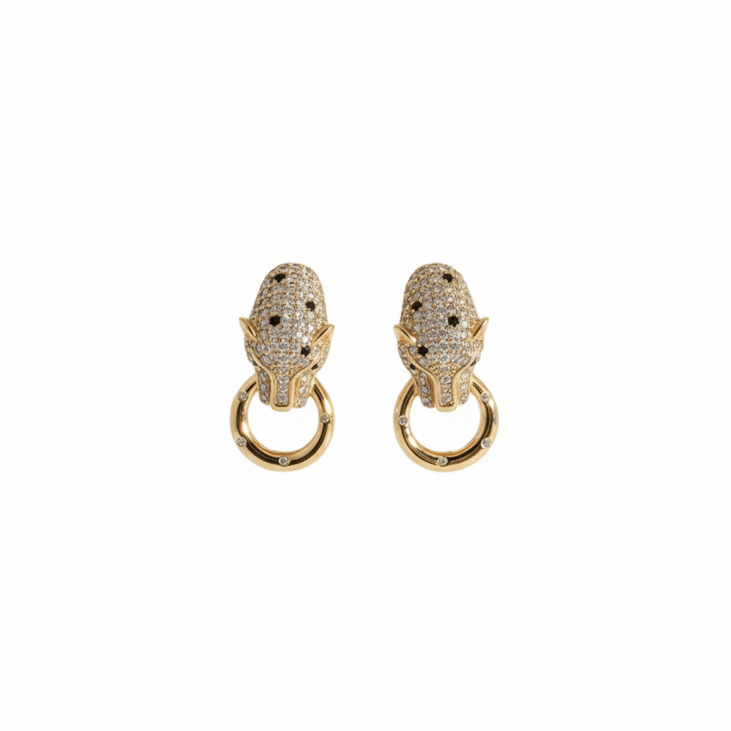 Leopard Head Diamond-Style Earrings