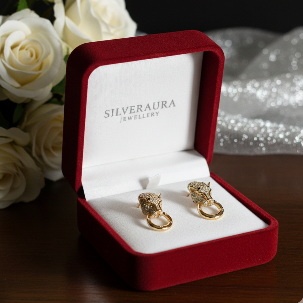 Leopard Head Diamond-Style Earrings